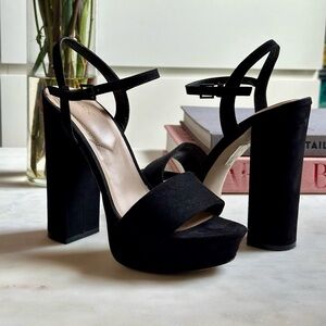 Aldo Black Suede Platform Heels